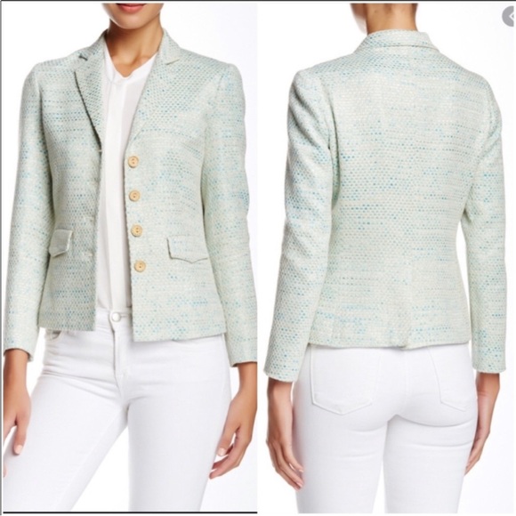 J Mclaughlin Jackets & Blazers - J. McLaughlin Women's Tweed Blazer Jacket Size 2 Blue Lurex